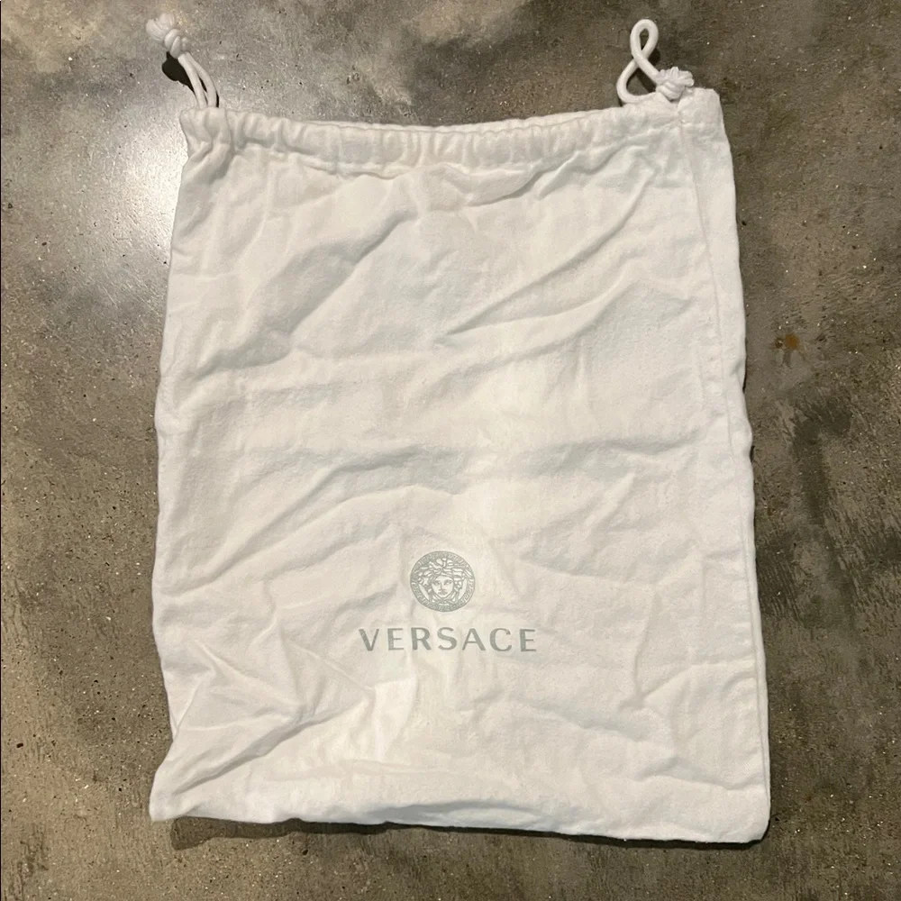 Authentic Versace White Drawstring Logo Pouch